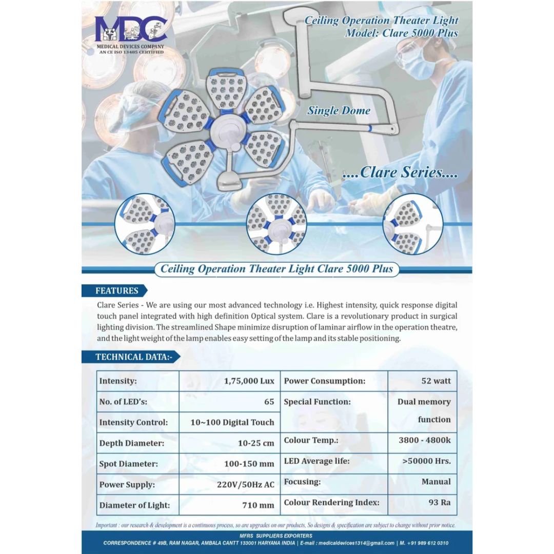 Ceiling Single Dome Operation Theater Light Clare Series