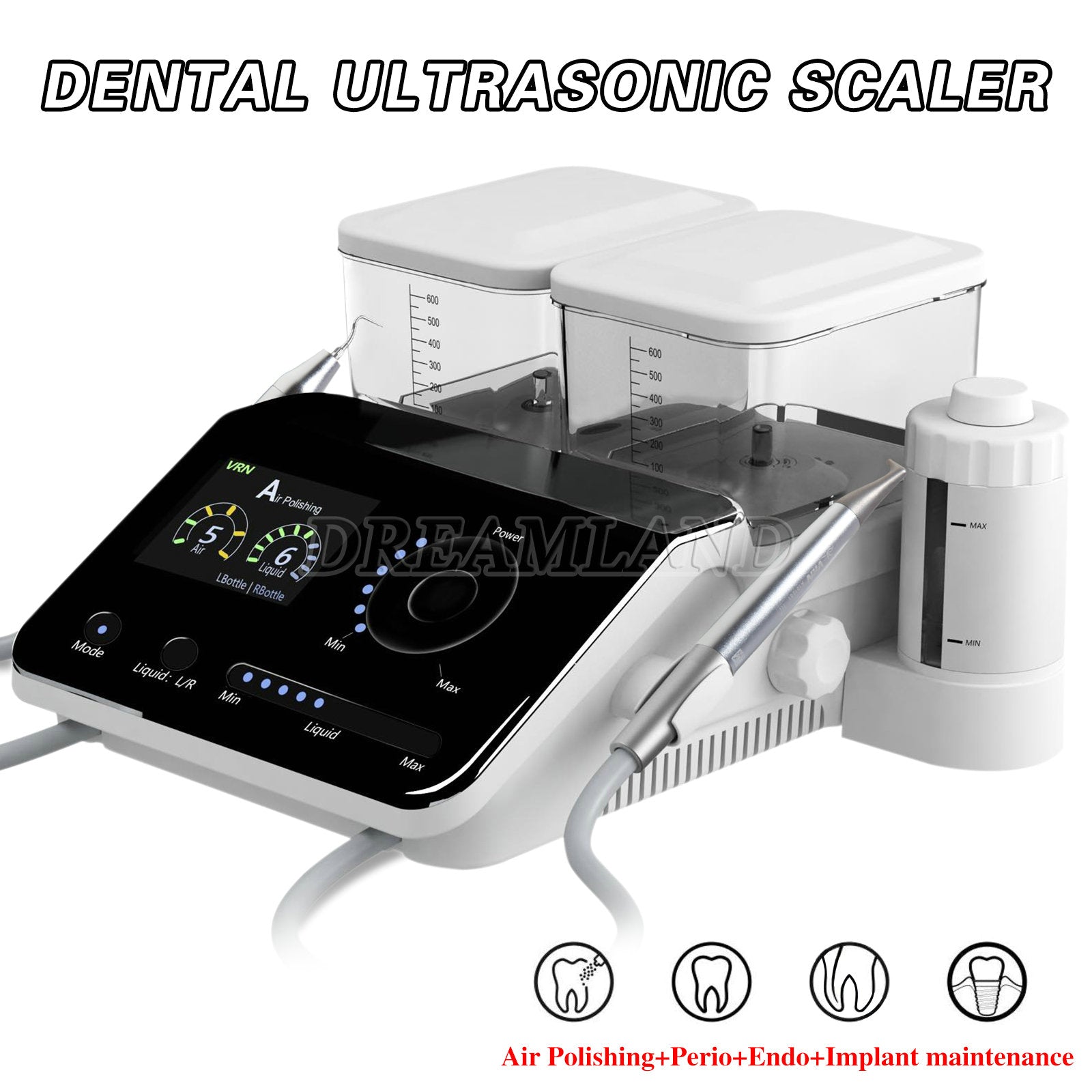 6in1 Dental Ultrasonic Scaler + Air Polisher Sandblasting&LED Scaler Handpiece+Bottle