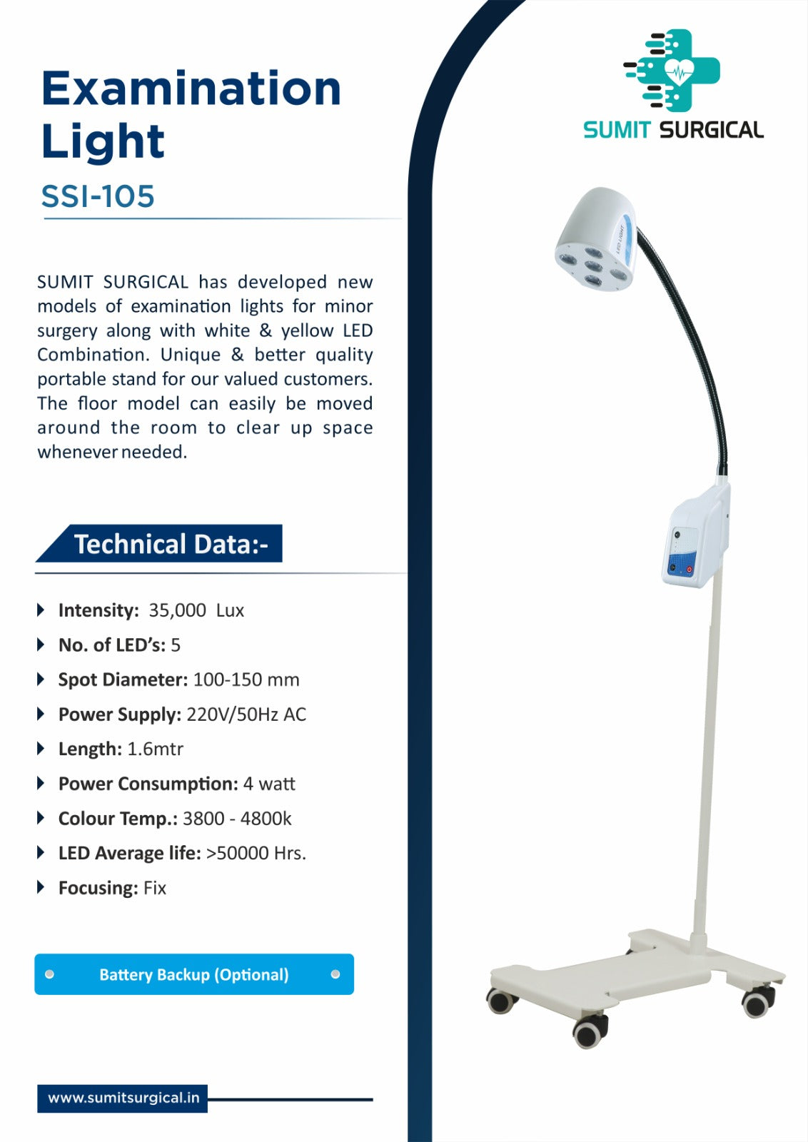 Examination Light SSI-105 – Portable LED Surgical Light by Sumit Surgical