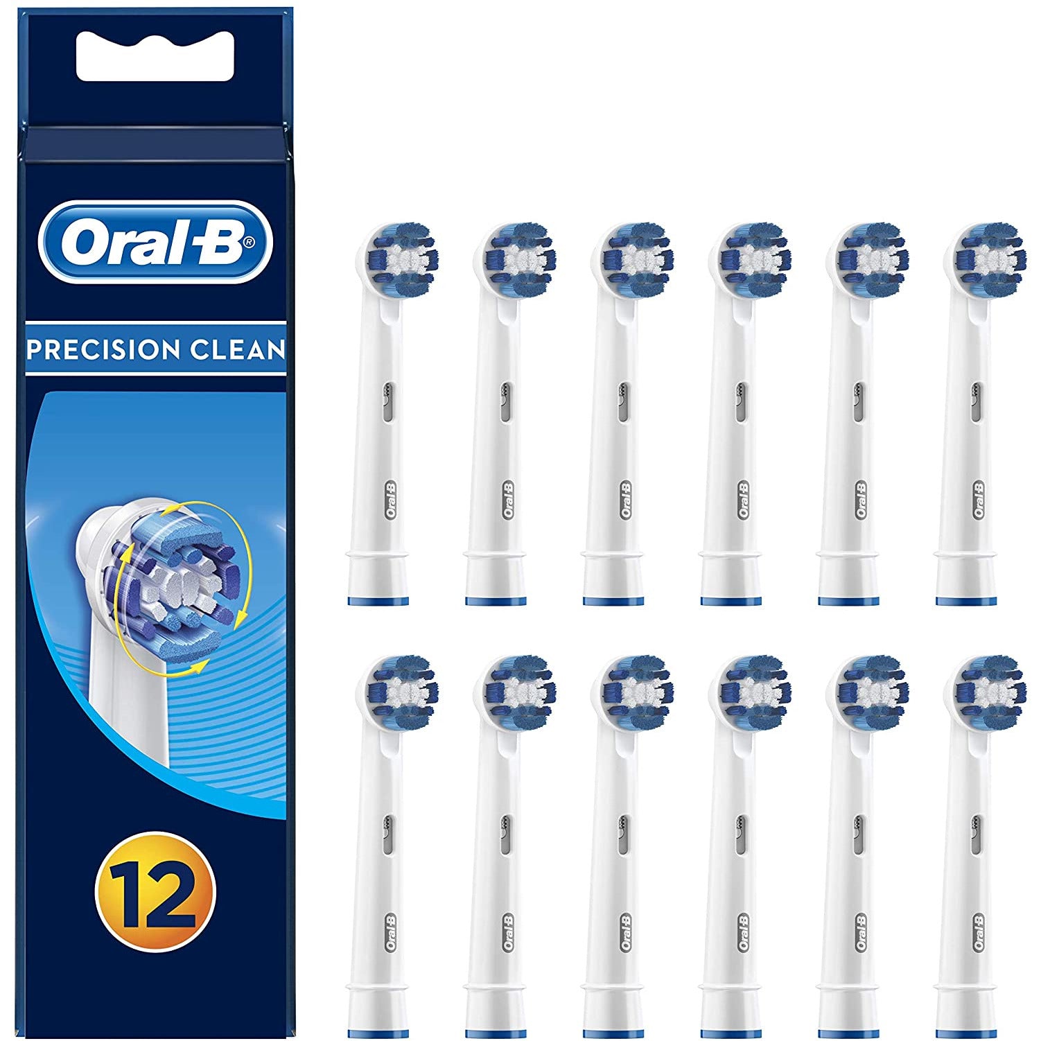 Oral-B Genuine Precision Clean Replacement White Toothbrush Heads (Pack of 12)