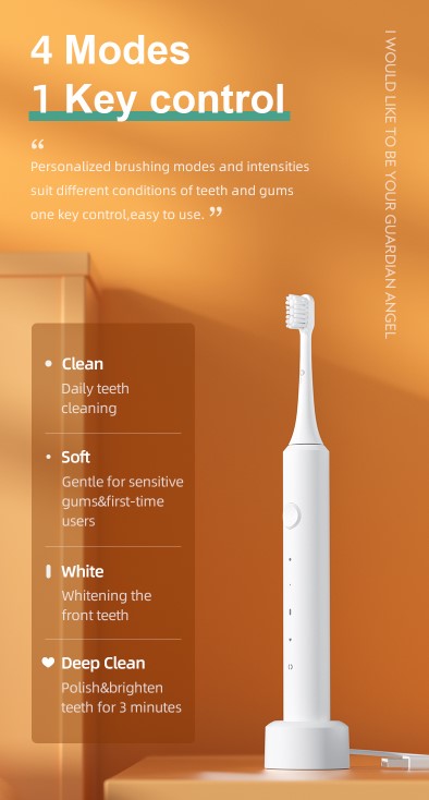 Infly T03S white black Rechargeable IPX7 Waterproof Sonic Electric Toothbrush