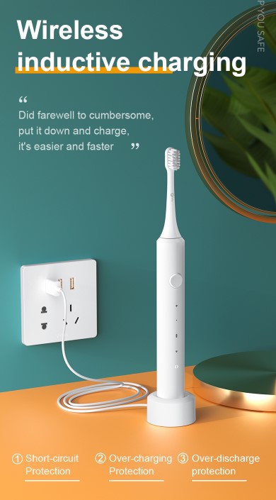 Infly T03S white black Rechargeable IPX7 Waterproof Sonic Electric Toothbrush