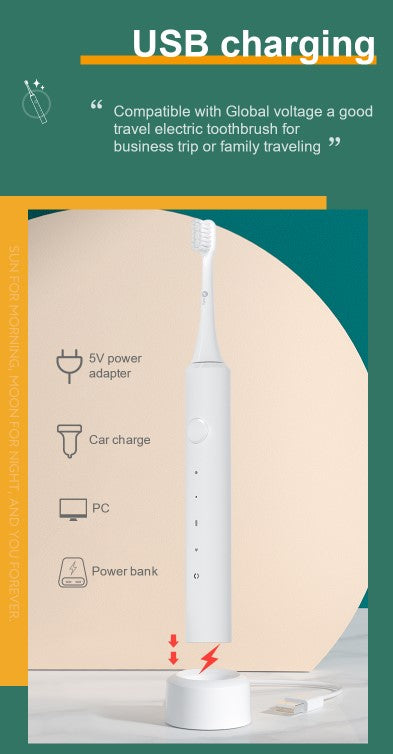 Infly T03S white black Rechargeable IPX7 Waterproof Sonic Electric Toothbrush