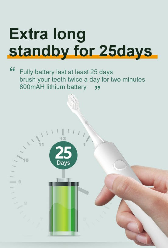 Infly T03S white black Rechargeable IPX7 Waterproof Sonic Electric Toothbrush