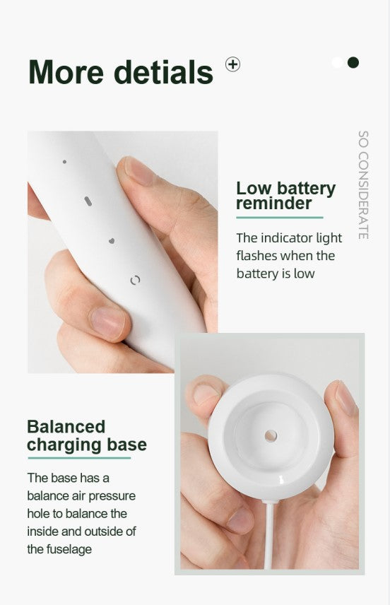 Infly T03S white black Rechargeable IPX7 Waterproof Sonic Electric Toothbrush