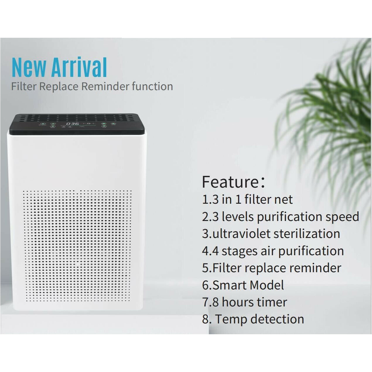 Auto Air Purifier with HEPA and Active Carbon Filter - White