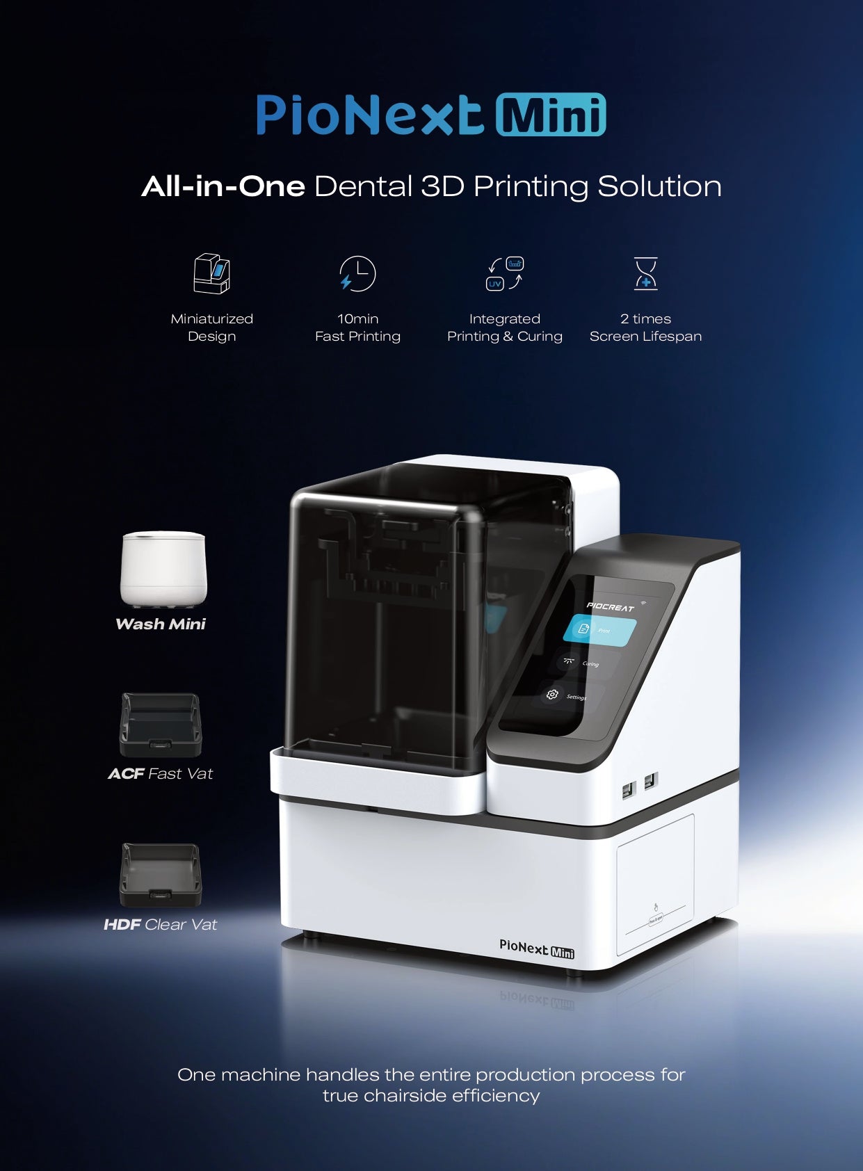 PioNext Mini All-in-One Dental 3D Printer – Fast Chairside Printing & Curing System (9K LCD, 10-Min Prints)