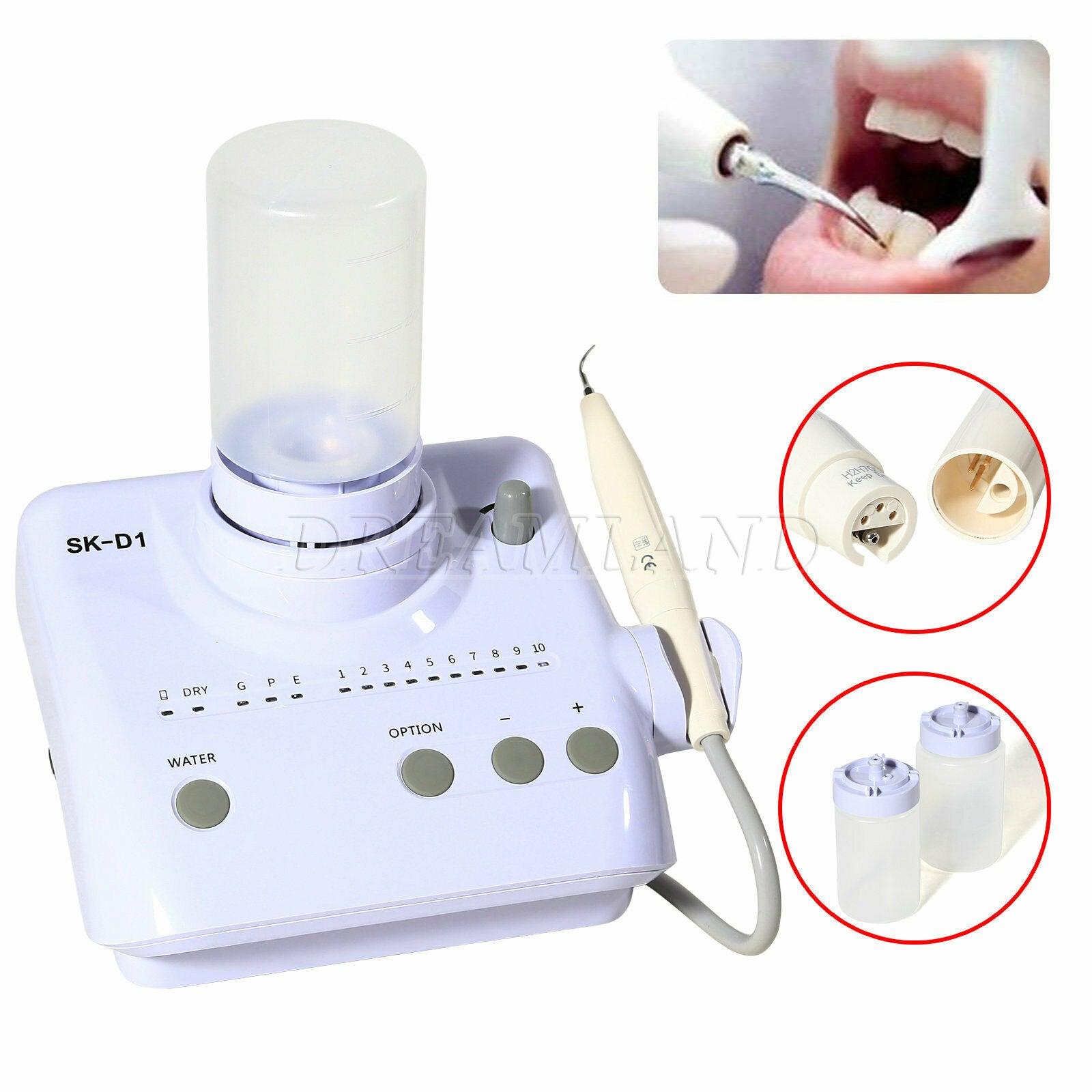 Dental Ultrasonic Piezo Scaler 2*Bottles Handpiece 5 Tips Fit DTE Satelec