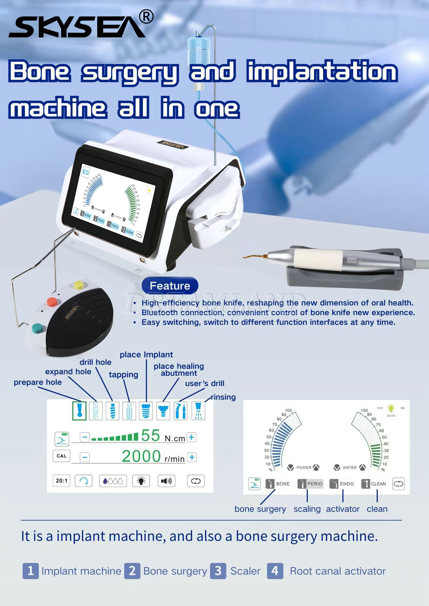 Dental Piezo Motor Device 2IN1 SURGIC TOUCH Bone Cutter Surgery & Implant