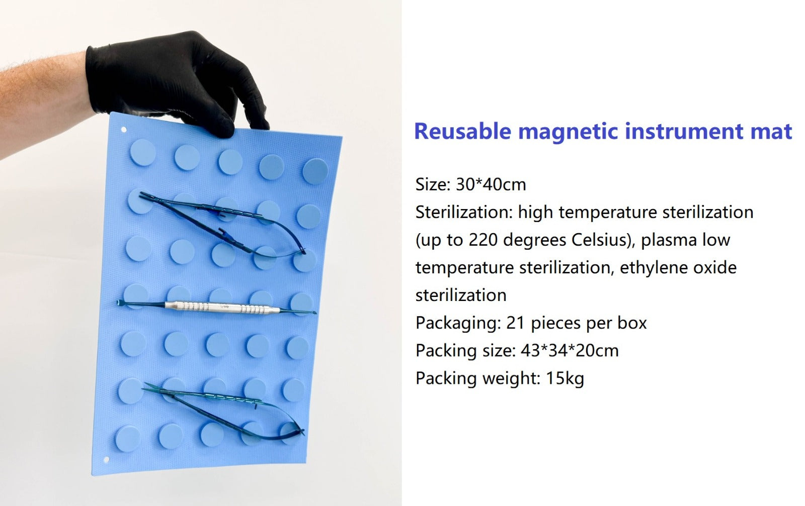 Reusable Magnetic Surgical Instrument Mat – Heat-Resistant Sterilizable Pad for Dental and Medical Tools (30x40cm)