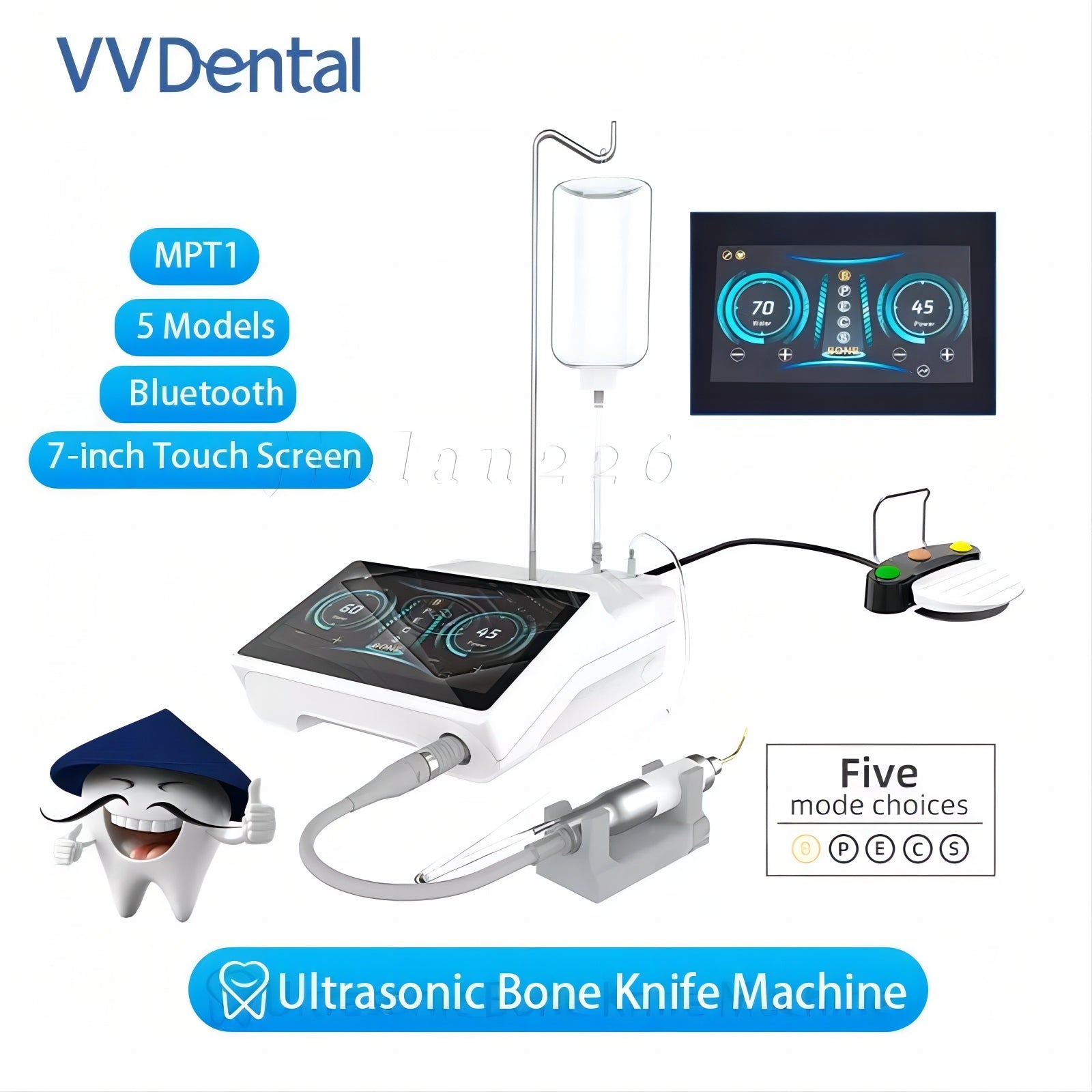 Dental Piezo Surgery Motor Device SURGIC TOUCH Bone Cutter Machine 6Tips