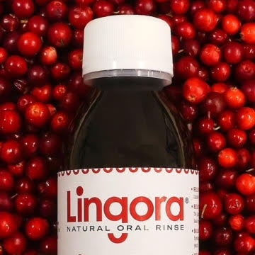 Lingora® Natural Oral Rinse Mouthwash, dry-mouth relief, plaque control, fruity flavour, vegan, 120 ml
