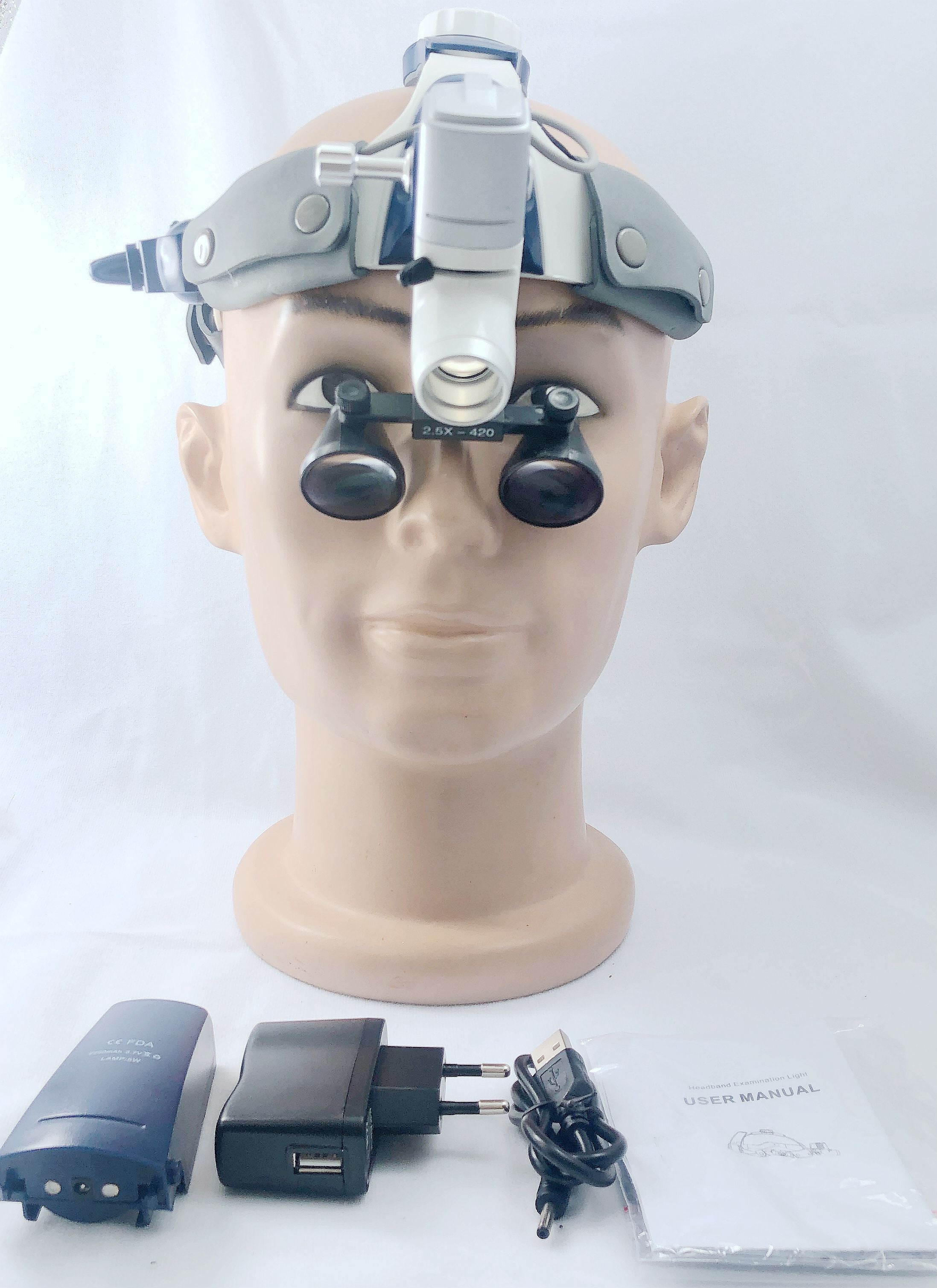Headband Surgical LED light CKD205AY-2 with Galilean Loupes 2.5X 3.0X 3.5X  5W  (cordless)    2 pieces  battery